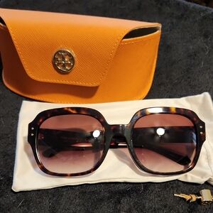 Tory Burch Tortoise Sunglasses with Orange Case